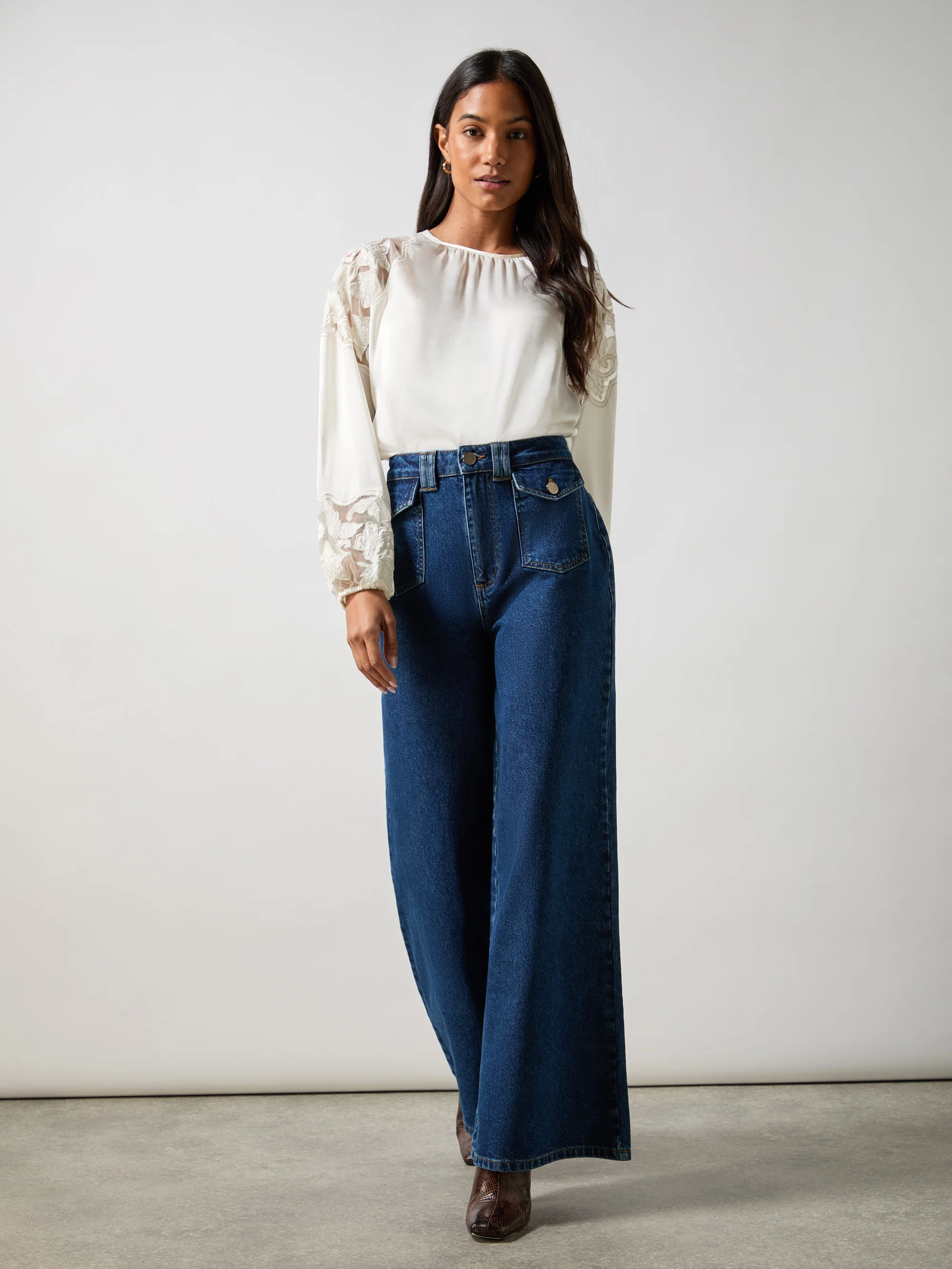 Petite Blue Wide Leg Jeans