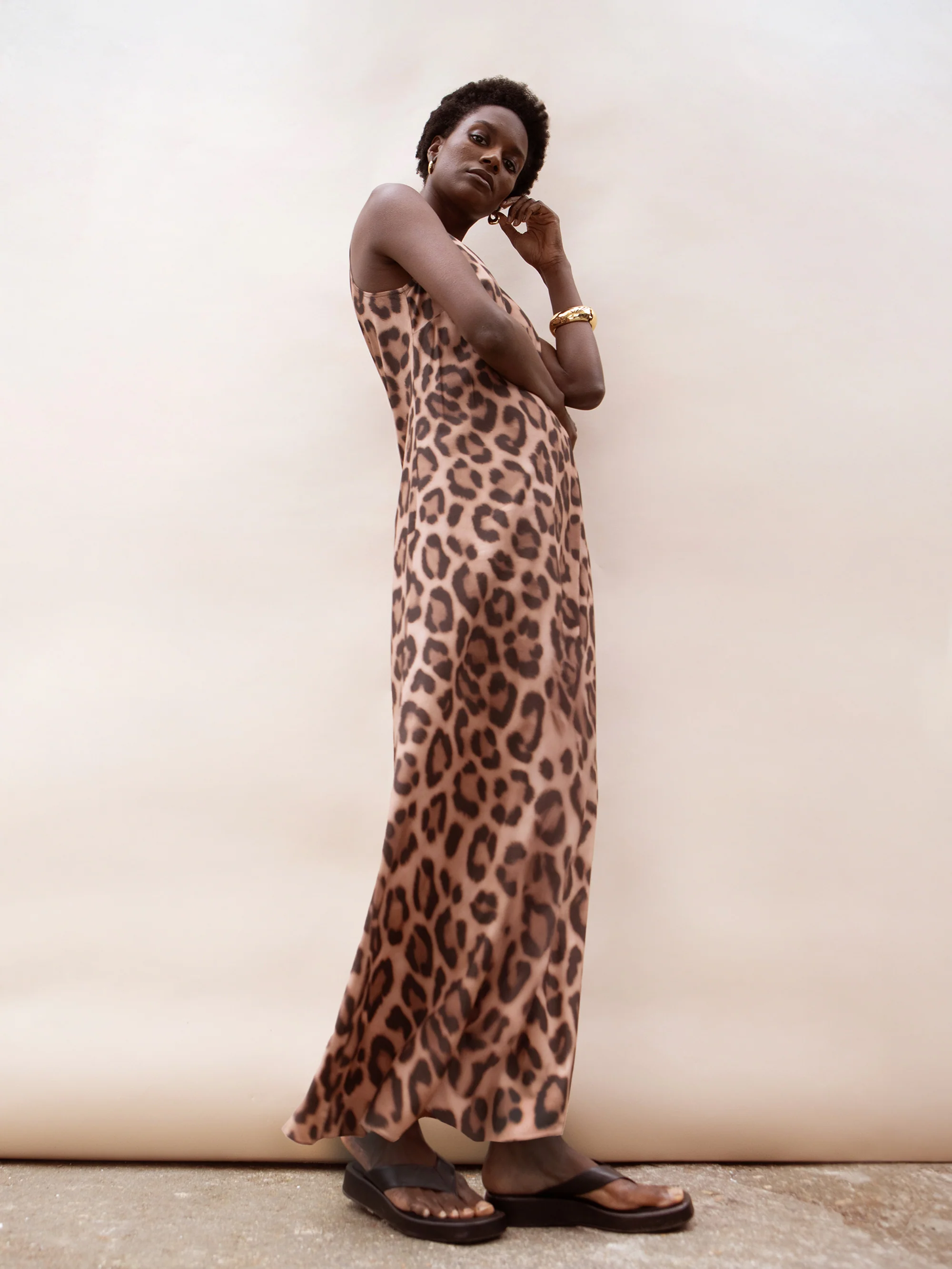 Brown Leopard Print Maxi Dress
