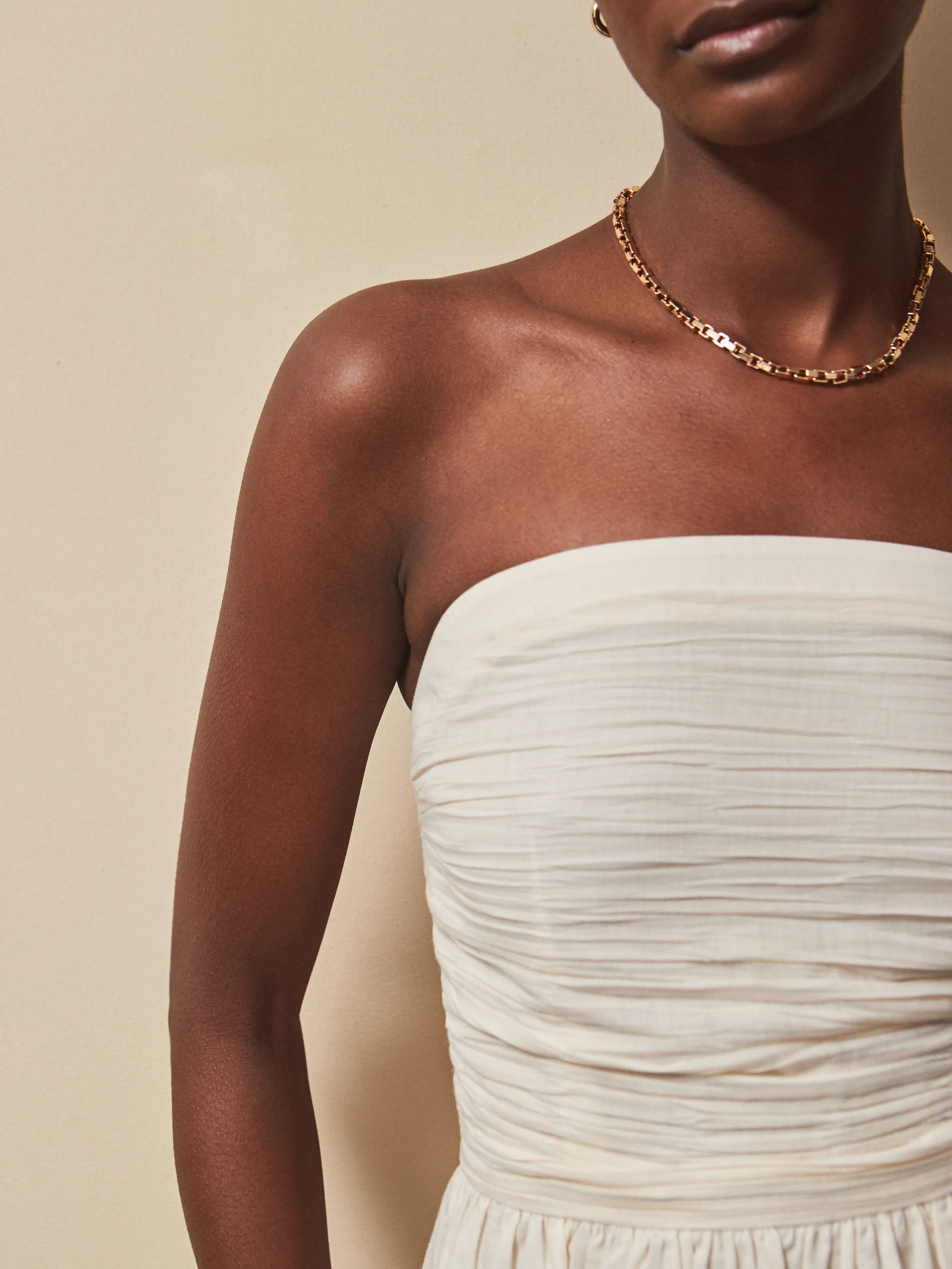 Multi-Way Cream Cotton Ruched Peplum Top